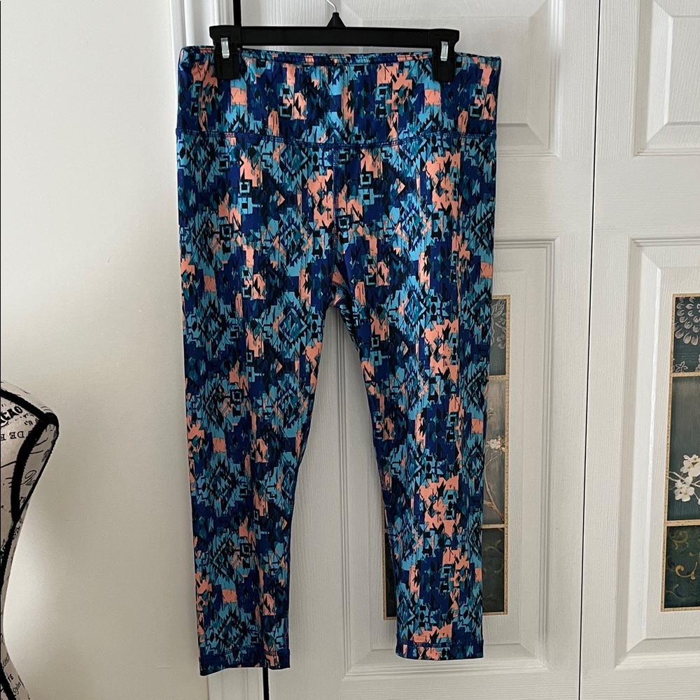 90 Degree By Reflex Blue and Pink Patterned Leggings